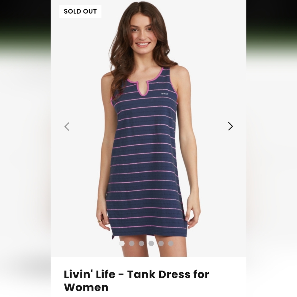ROXY Livin' Life - Tank Dress Size Small NWT Navy and Pink